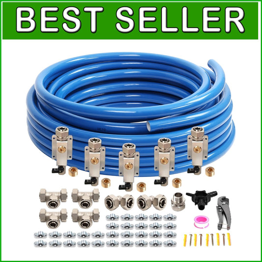 200ft Compressed Air Line Kit - Easy Install with Right Angle & Tee Fittings
