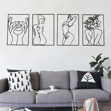 Load image into Gallery viewer, Stunning 4 Pack Metal Wall Art Décor - Minimalist 3D Line Art Women’s Shapes