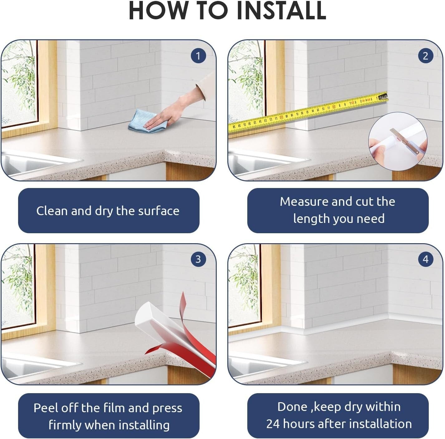 Flexible 158 Inch Rubber Peel and Stick Quarter Round Molding - Waterproof Trim