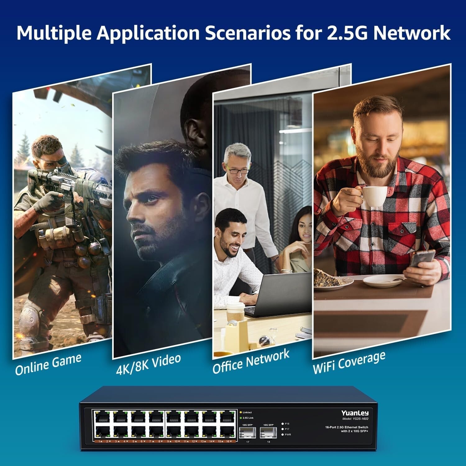 2.5G Unmanaged Network Switch with 18 Ports - Metal, Plug and Play Convenience