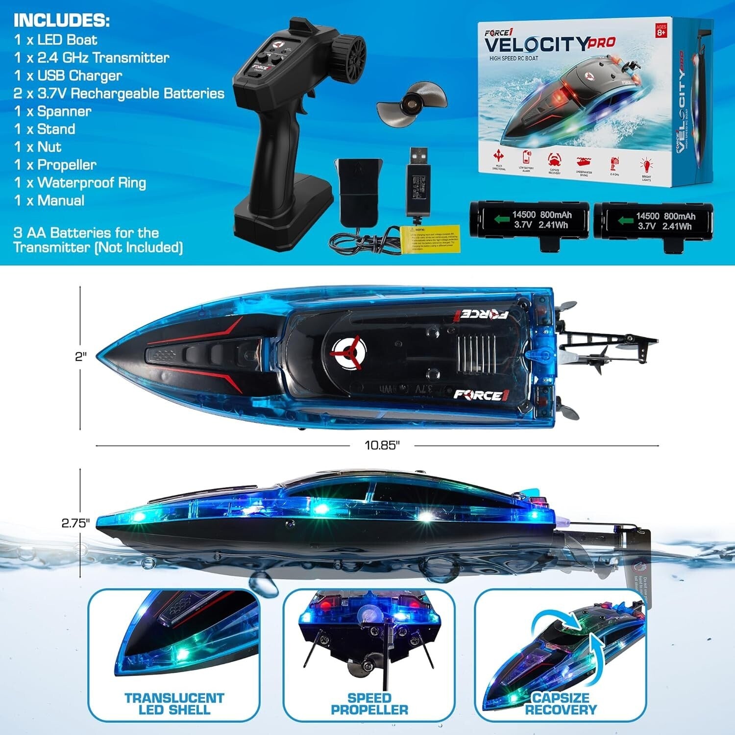 High-Speed Underwater Racing RC Boat with User-Friendly Remote - Family Favorite