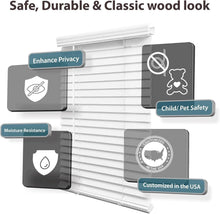 Load image into Gallery viewer, Moisture-Resistant 2" Faux Wood Blinds, 34.5"W x 48"H - Stylish Window Treatment