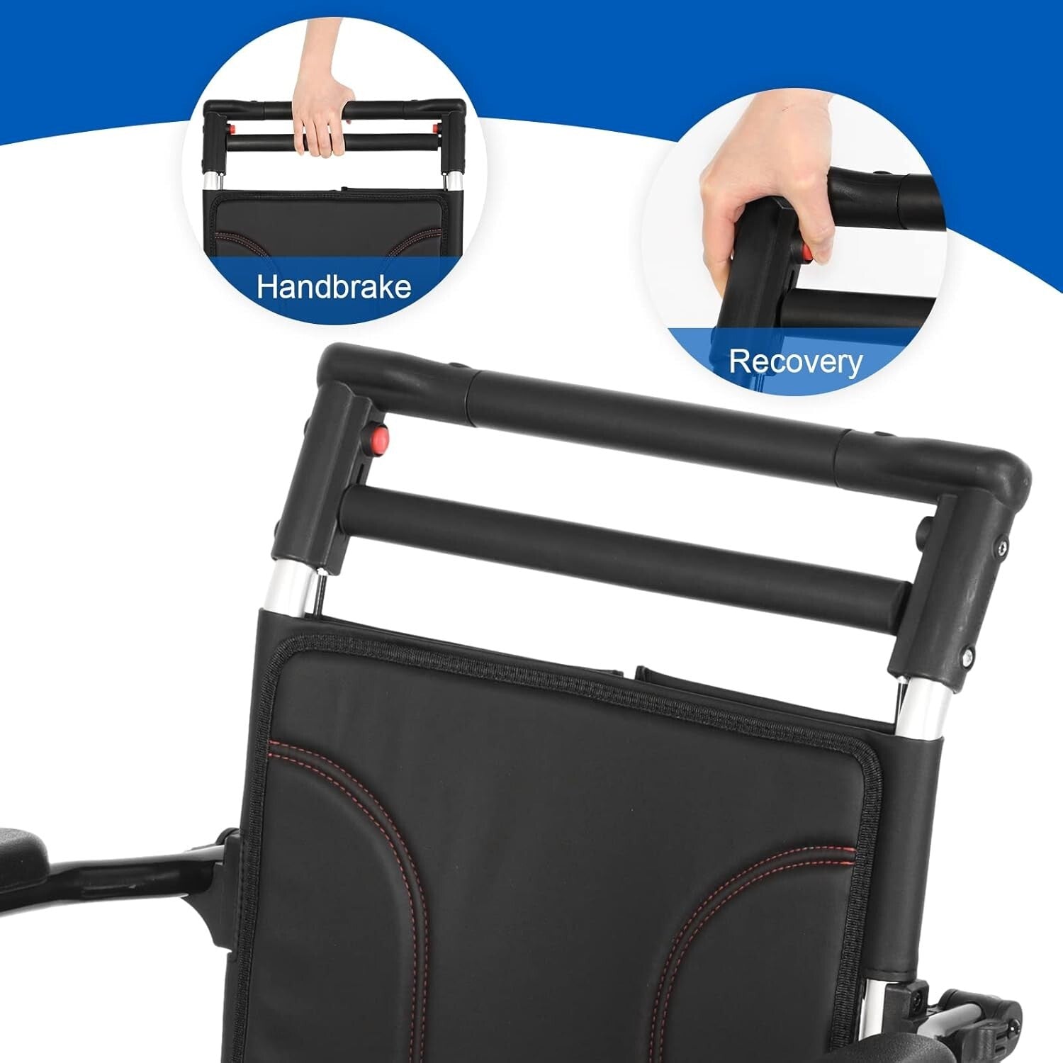 Folding Transport Wheelchair - 23lbs Aluminum Frame with Adjustable Armrests