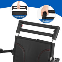 Load image into Gallery viewer, Folding Transport Wheelchair - 23lbs Aluminum Frame with Adjustable Armrests