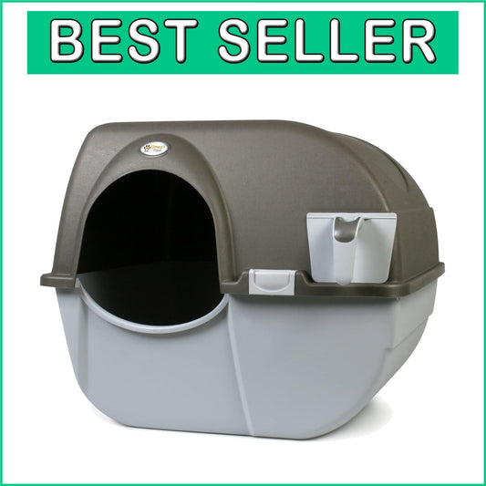 Efficient Grey Self-Cleaning Cat Litter Box with Pull-Out Tray - Regular Size
