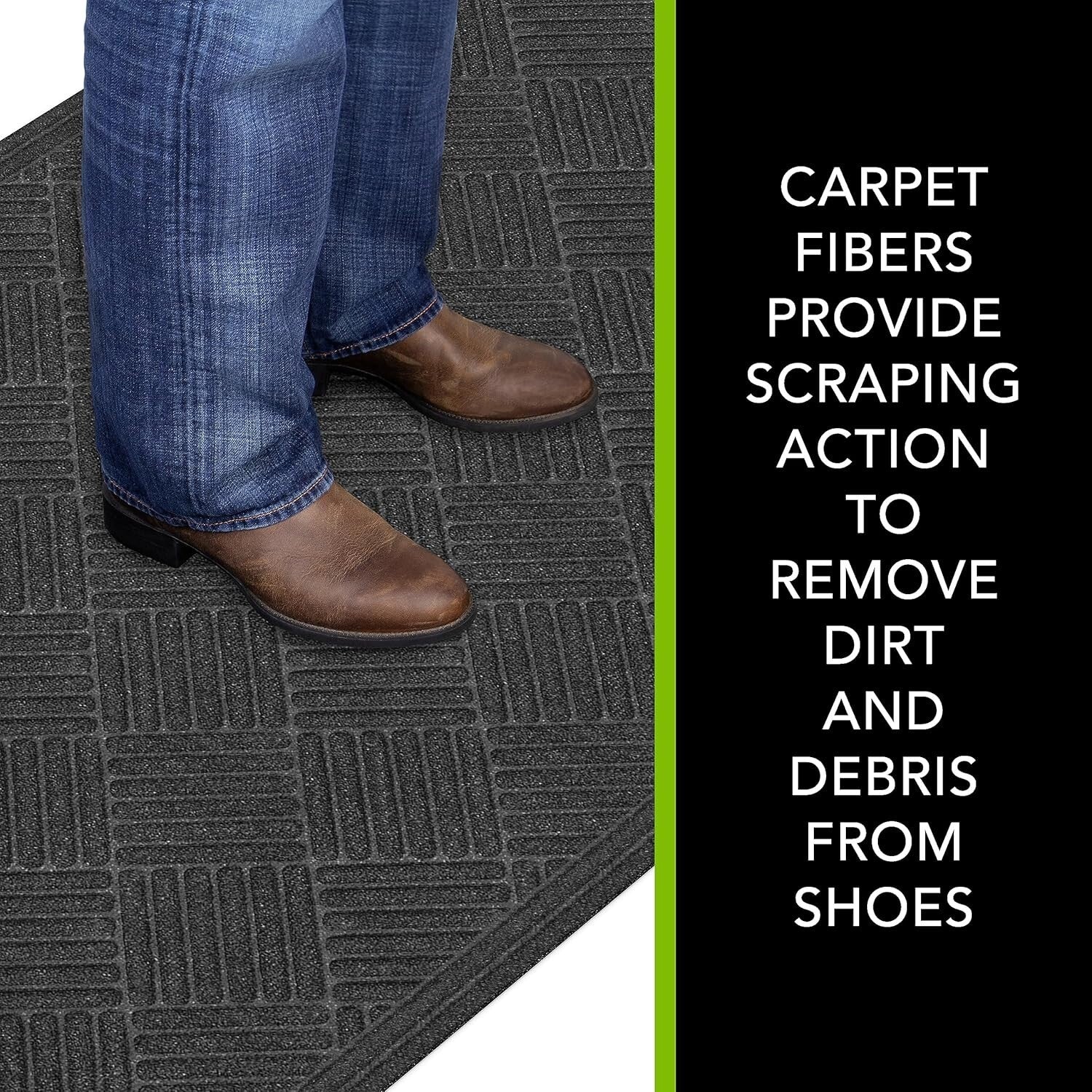 Stylish 3x5 Charcoal Doormat with Needle Punched Weave - Ideal for Entryways