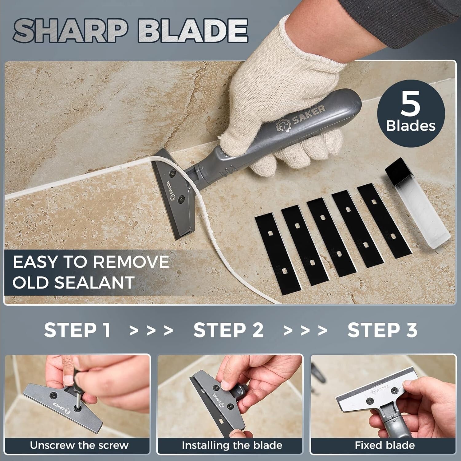 Efficient 4 in 1 Caulk Remover Kit - Ideal for Home and Bathroom Projects