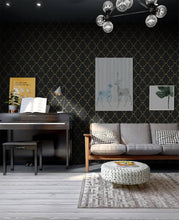 Load image into Gallery viewer, Gold and Black Peel and Stick Wallpaper - Modern Geometric Design 17.7"x393.7"