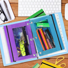 Load image into Gallery viewer, Vibrant 3-Ring Zipper Pencil Pouches - 30 Pack for Versatile Storage Solutions