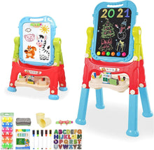 Load image into Gallery viewer, Adjustable Double-Sided Kids Art Easel with 360° Rotation and Accessories