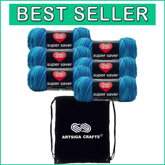 Crochet & Knitting Essential: 6 Skeins E300B-3944 Yarn + Convenient Project Bag