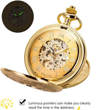Load image into Gallery viewer, Vintage-Style Mechanical Pocket Watch with Skeleton Dial &amp; Cowboy Chain - Unisex