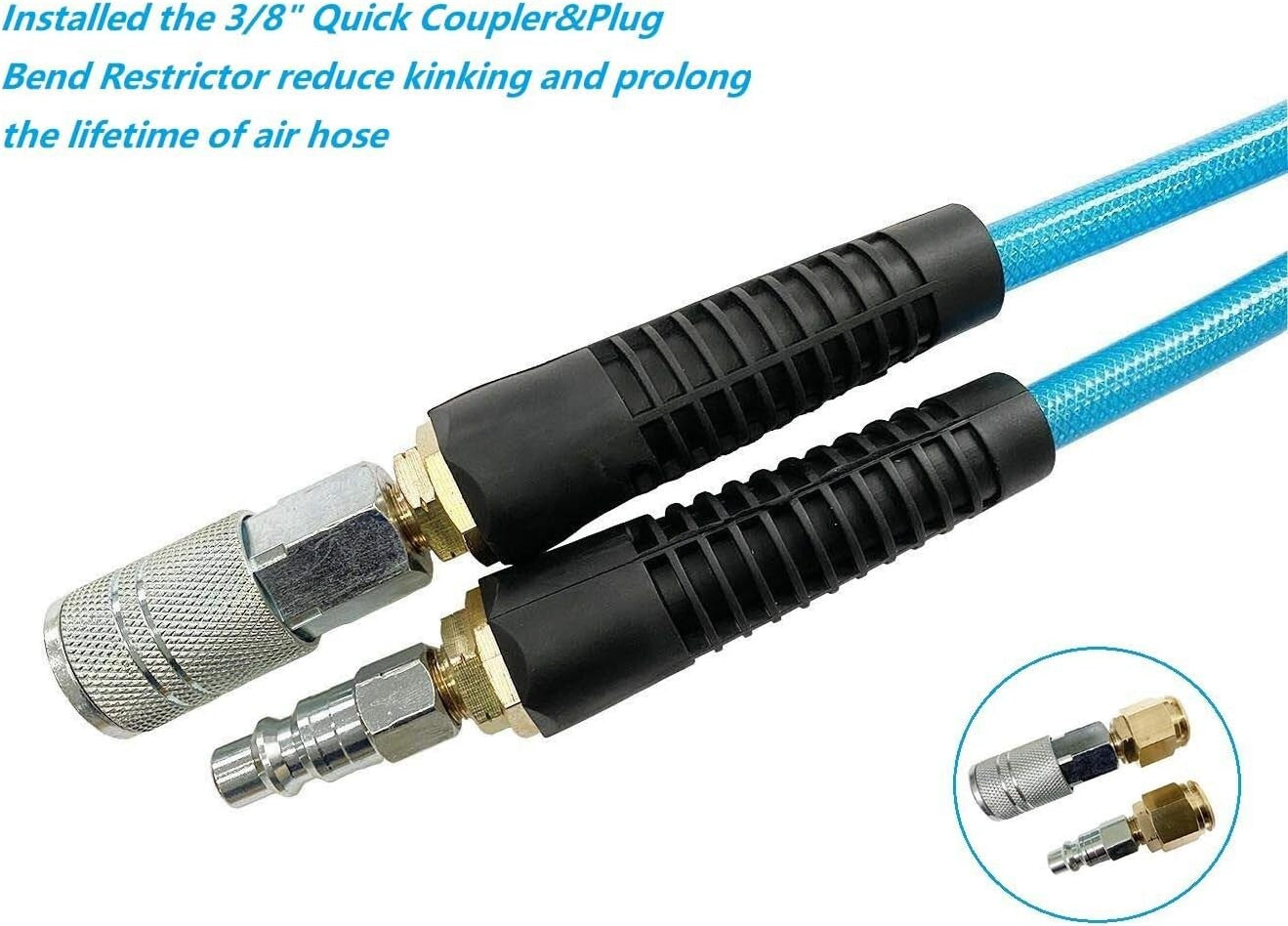 Durable 50ft PU Reinforced Non-Kinking Air Hose with Brass Quick Coupler