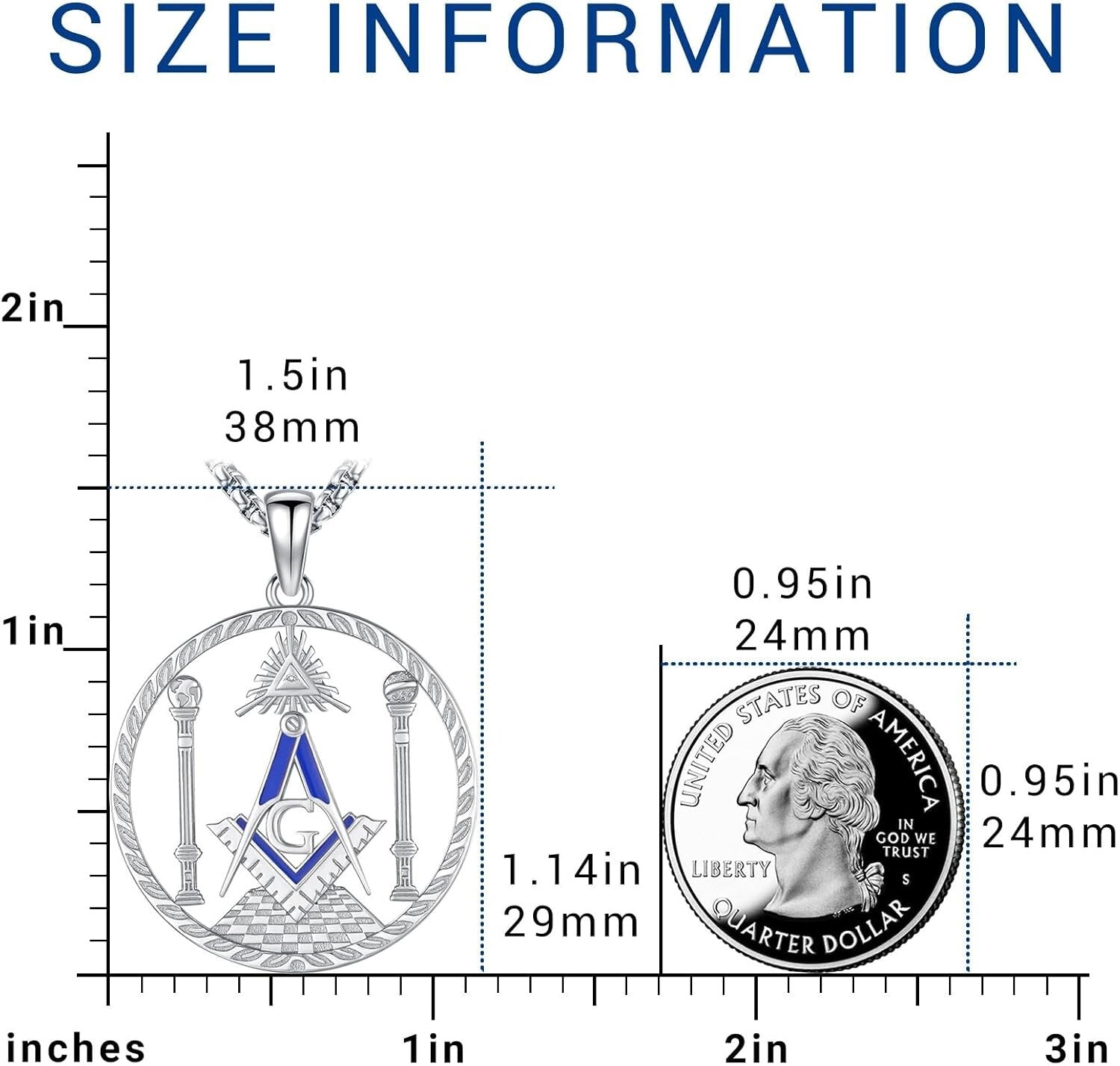 Unisex Freemason Necklace - Sterling Silver Valknut Amulet with Adjustable Chain