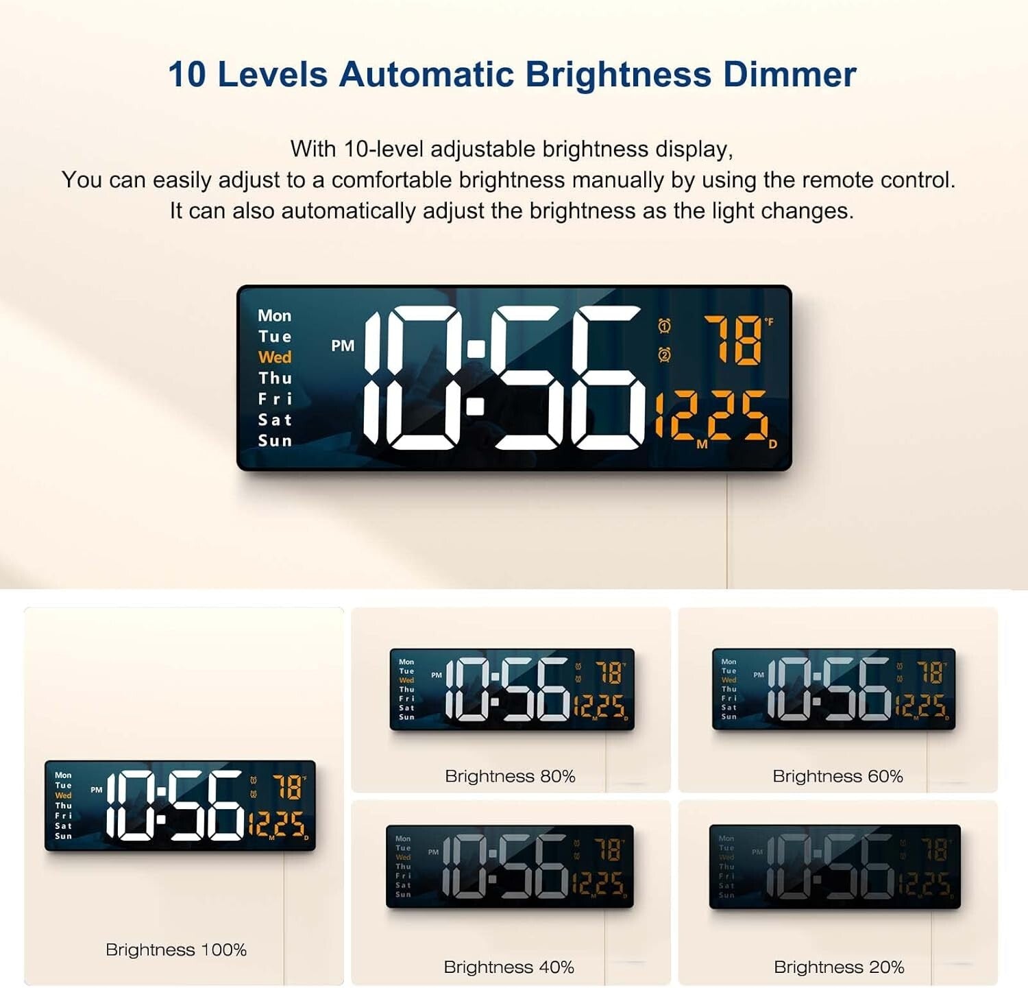 Stylish 16.2 Inch LED Wall Clock – Modern Design with Remote Control Features