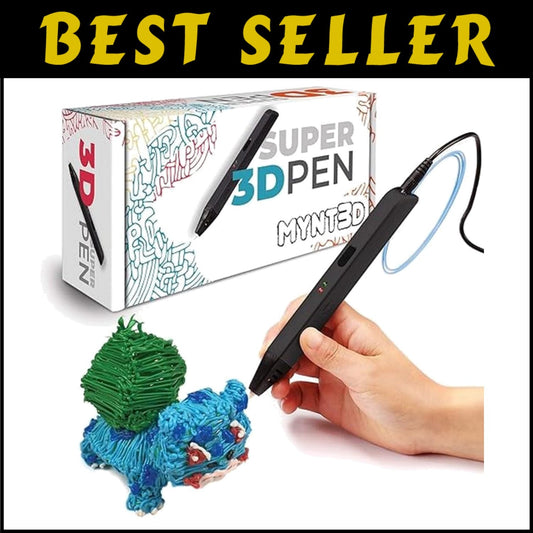 Ergonomic 3D Printing Pen with Adjustable Flow for Kids & Artists - Black