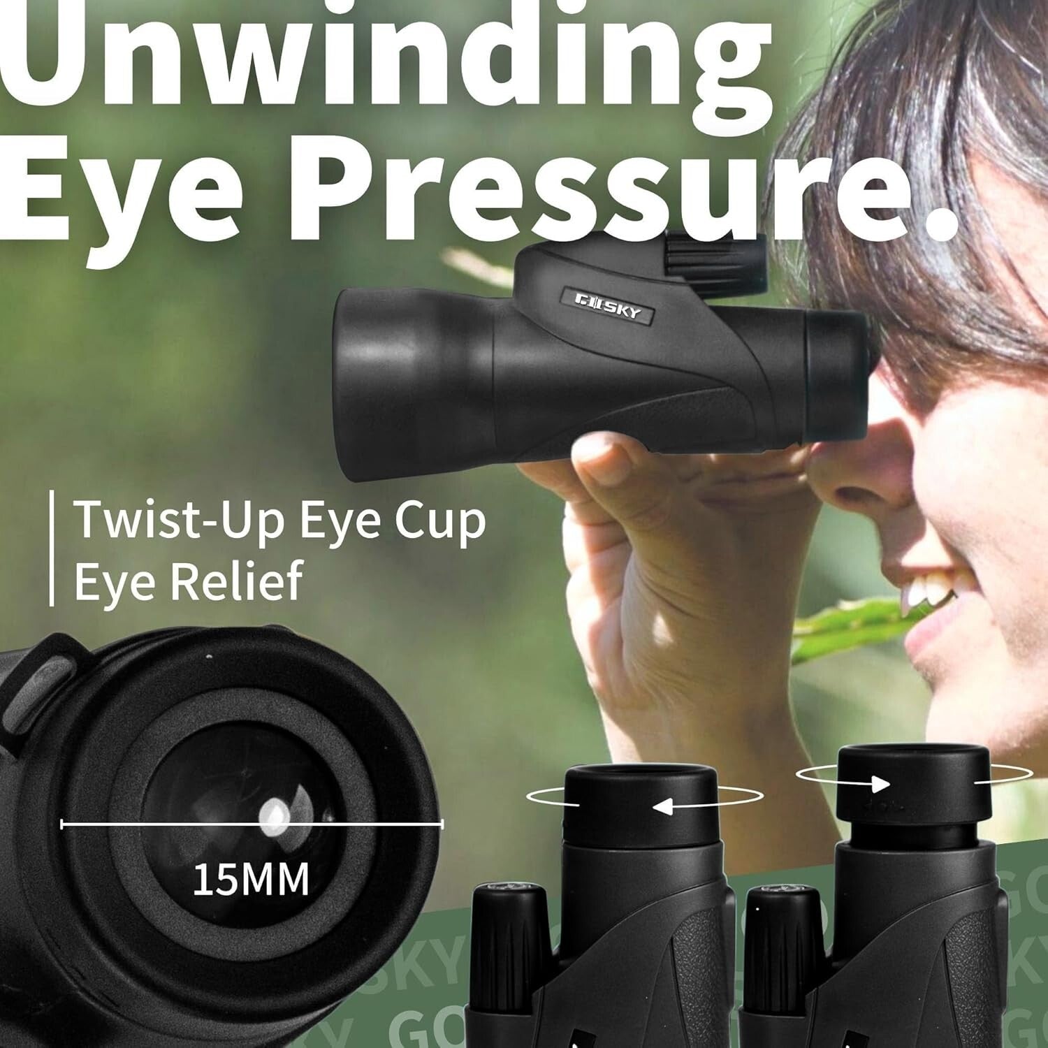Premium 15x55 Monocular with Twist-Up Eyecup for Comfortable Viewing Experience