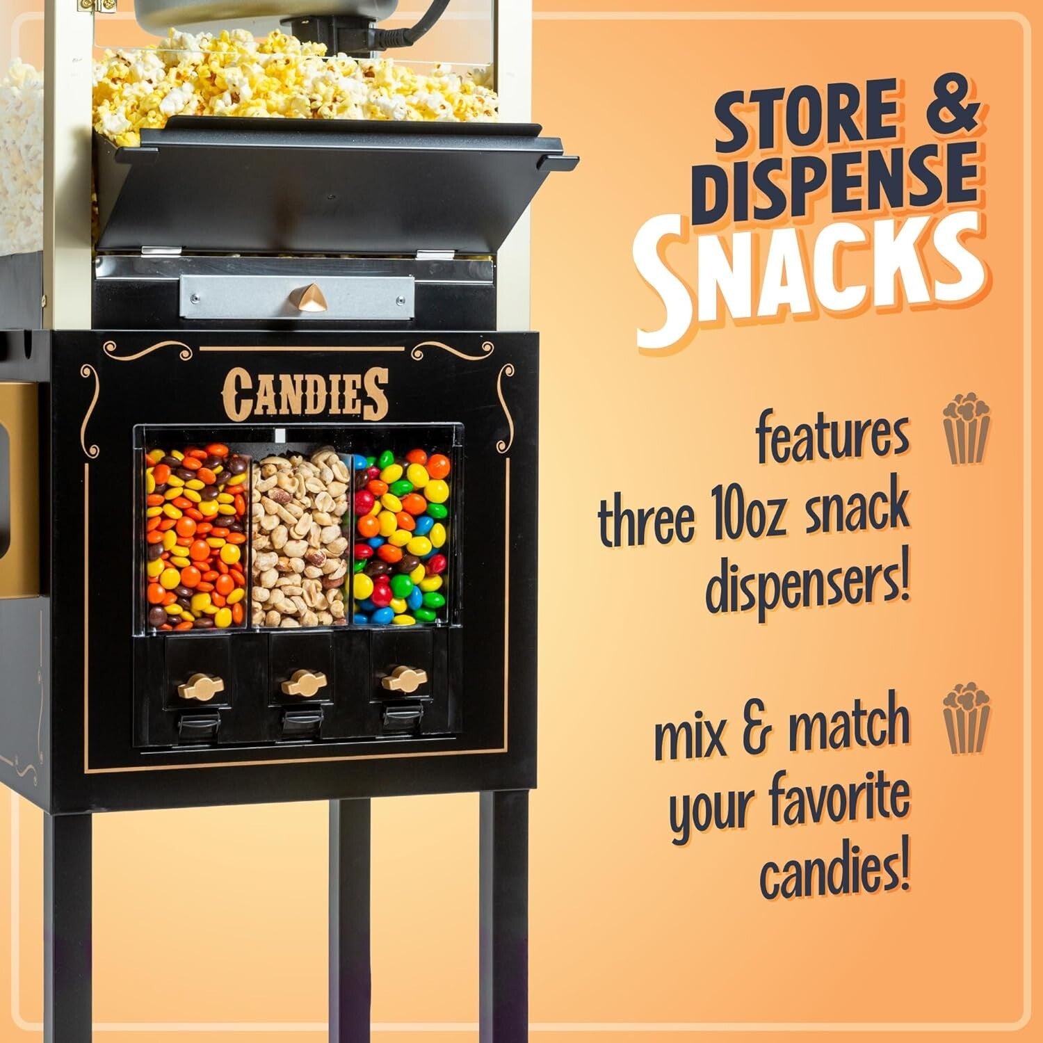 Family-Friendly 8 Oz Popcorn Maker with 32 Cup Capacity & Safety Glass Design
