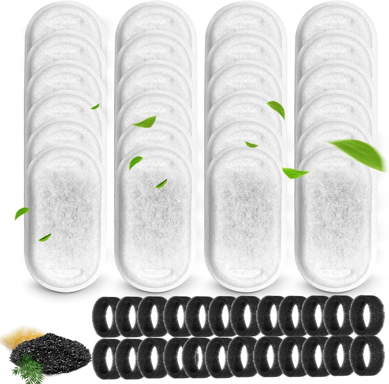 High-Efficiency Pet Water Fountain Filters with 24 Sponge Replacements Included