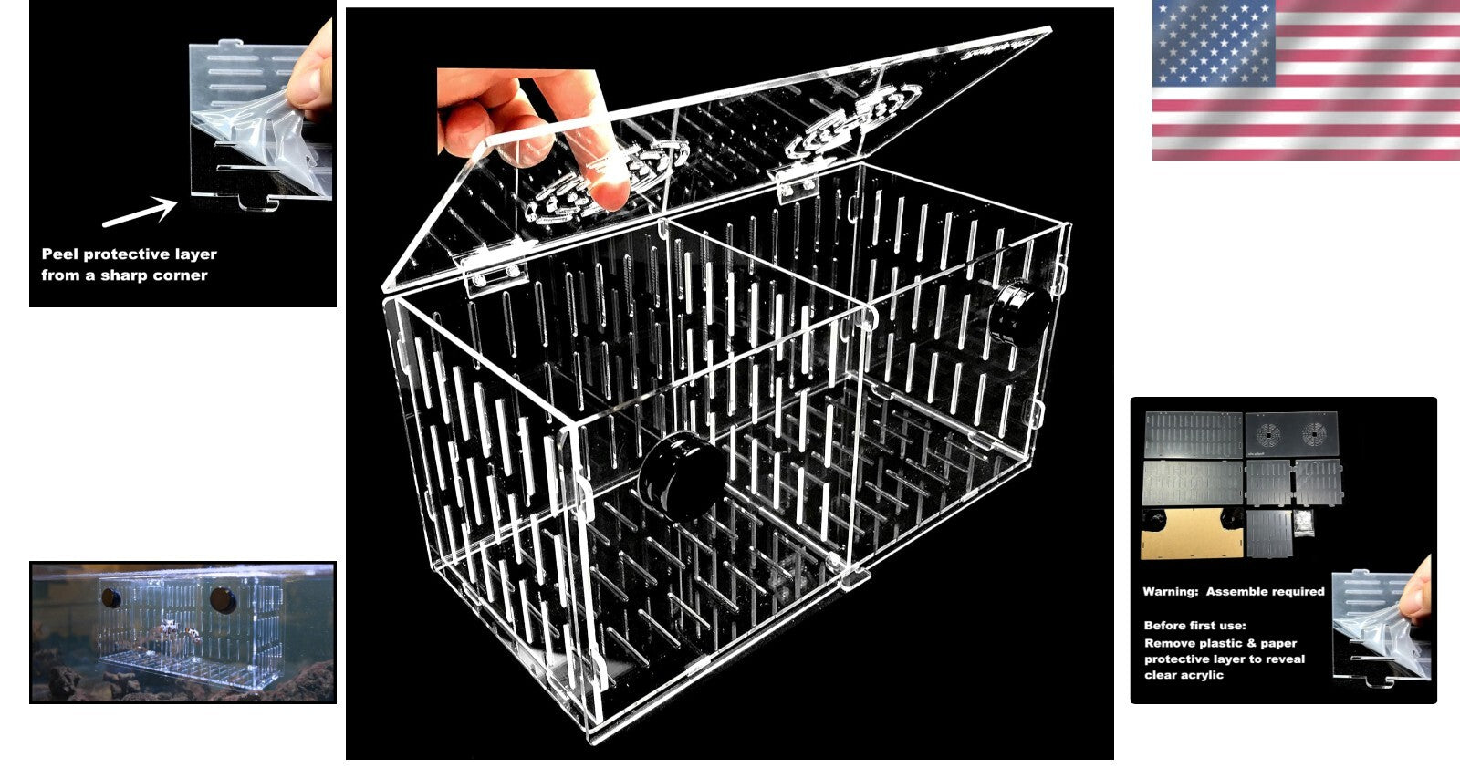 Clear Acrylic Acclimation Box for Fish Breeding - Magnetic Isolation Tank