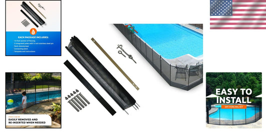 4' Height Mesh Pool Fence DIY Kit - Sturdy Black Safety Solution by Life Saver