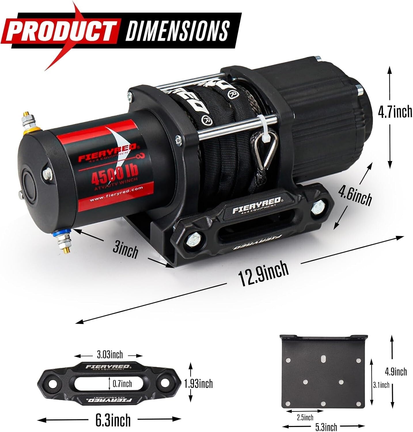 High-Performance 12V 4500LBS Winch with Wireless Remote & Tough Synthetic Rope