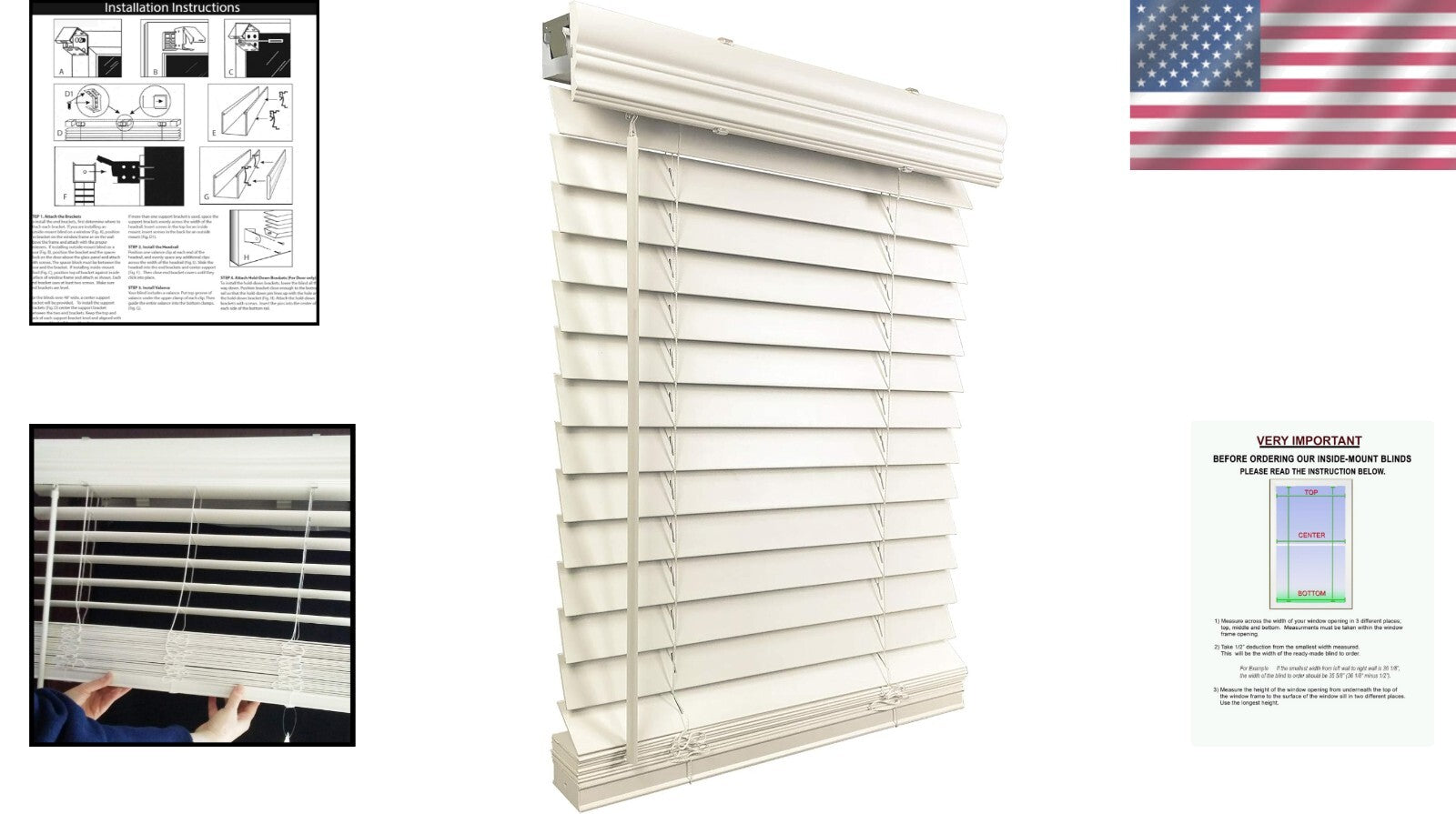 Elegant Cordless Faux Wood 2" Blinds with Valance, Perfect for Modern Interiors