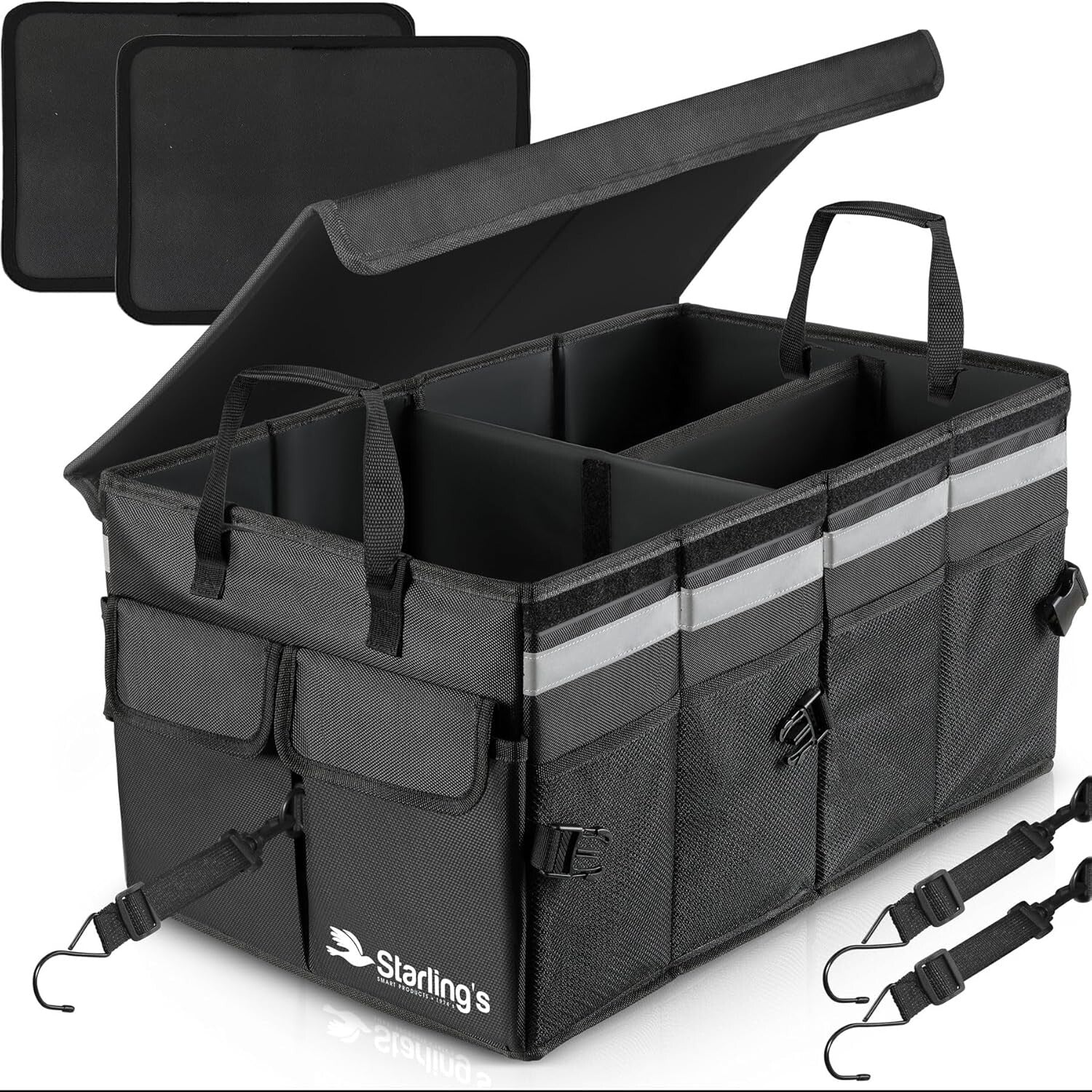 Premium Polyester Car Trunk Storage Organizer - Non-Slip, Insulated, Lightweight