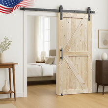 Load image into Gallery viewer, Antique Finish Barn Door: 36x84 Unfinished Knotty Pine with Easy Assembly Kit