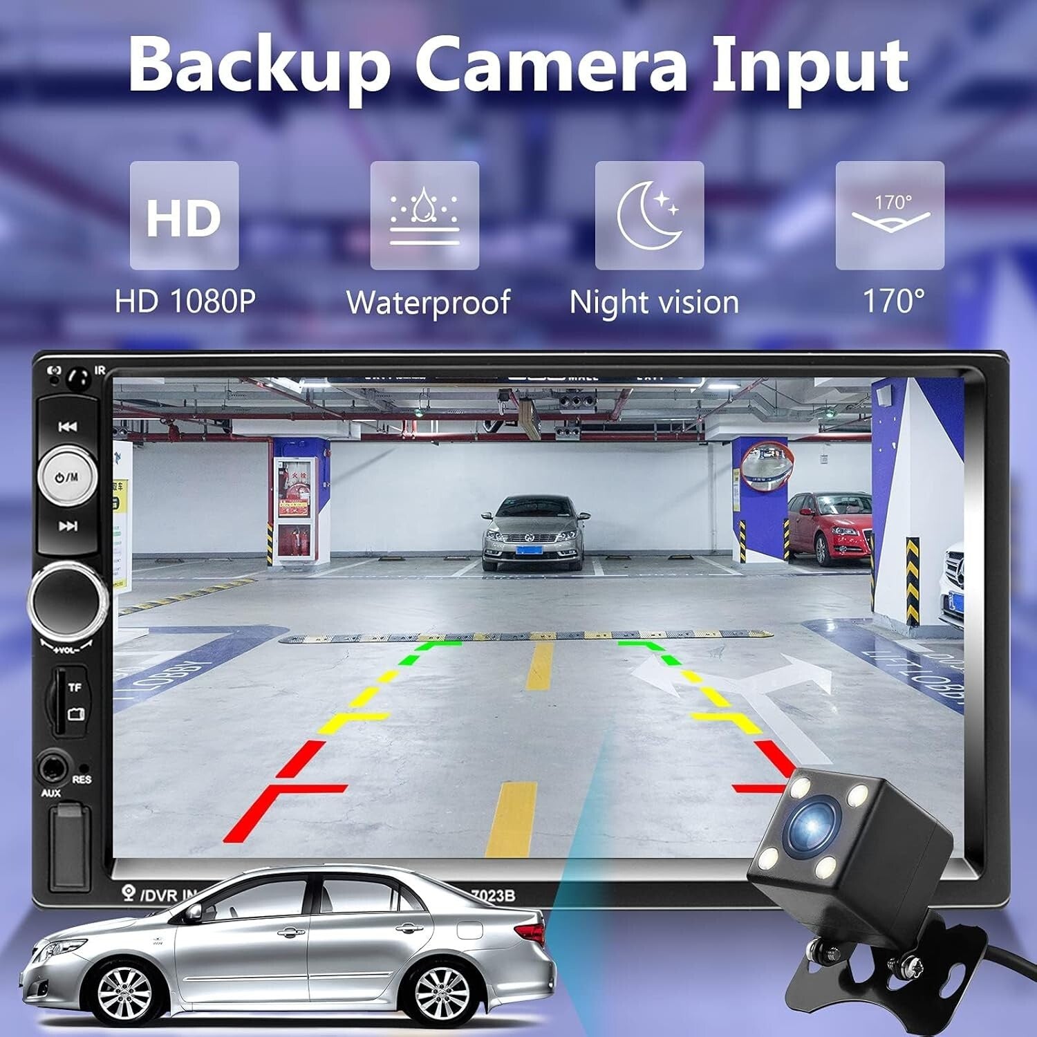 Sleek Double Din 7-Inch Touchscreen Car Radio with Hands-Free & Video Playback