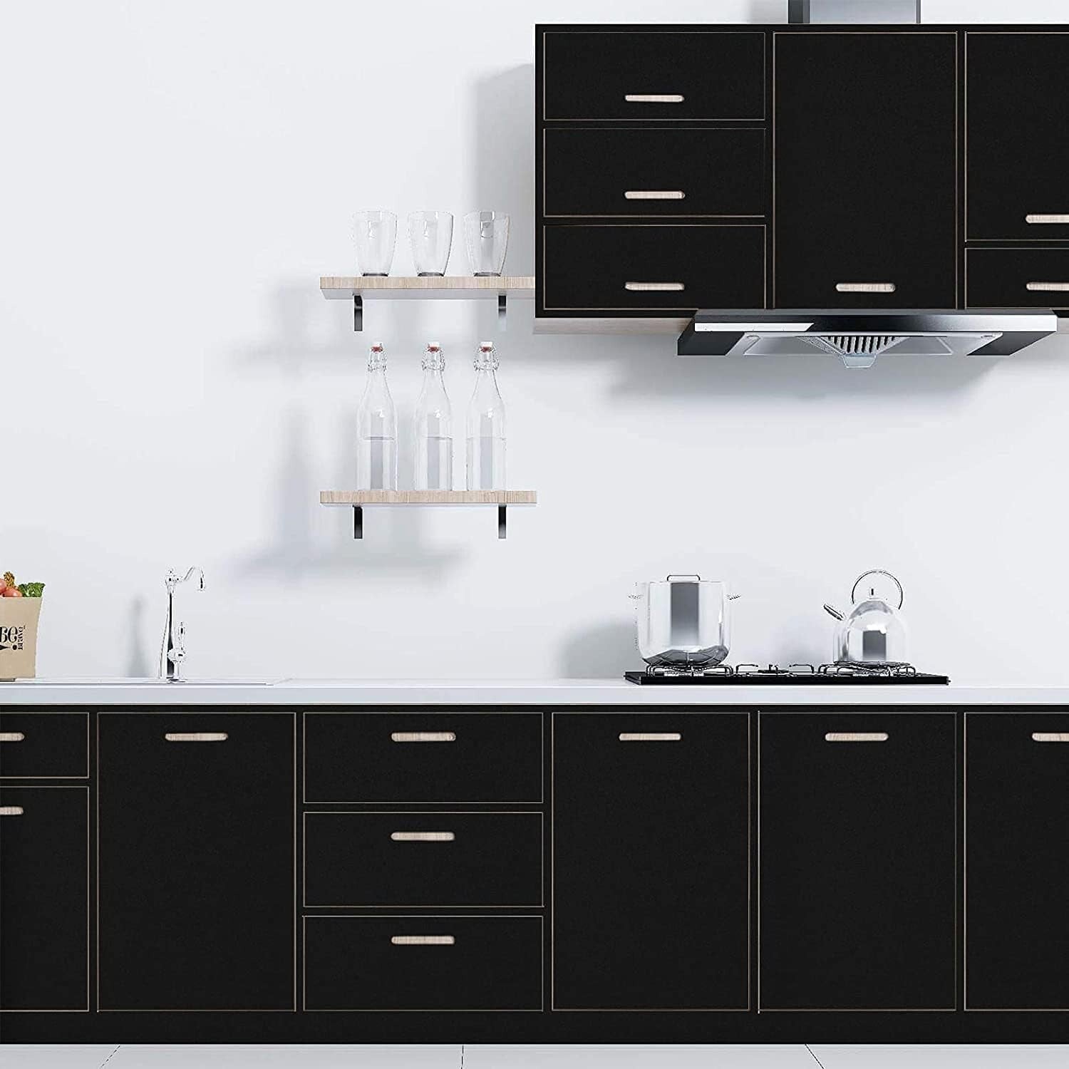 Modern Solid Black Contact Paper - 15.7" x 984.2" for Effortless Application