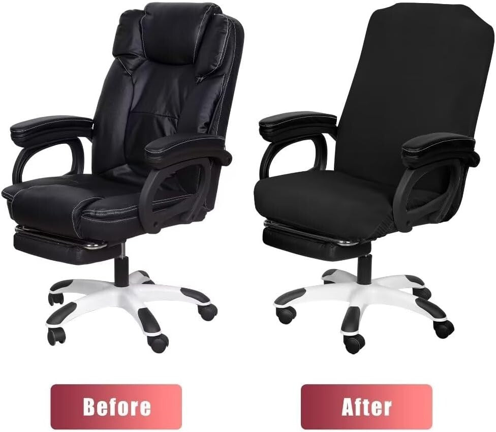 Universal Black Stretch Chair Covers - 4 Pack Machine Washable Office Slipcovers