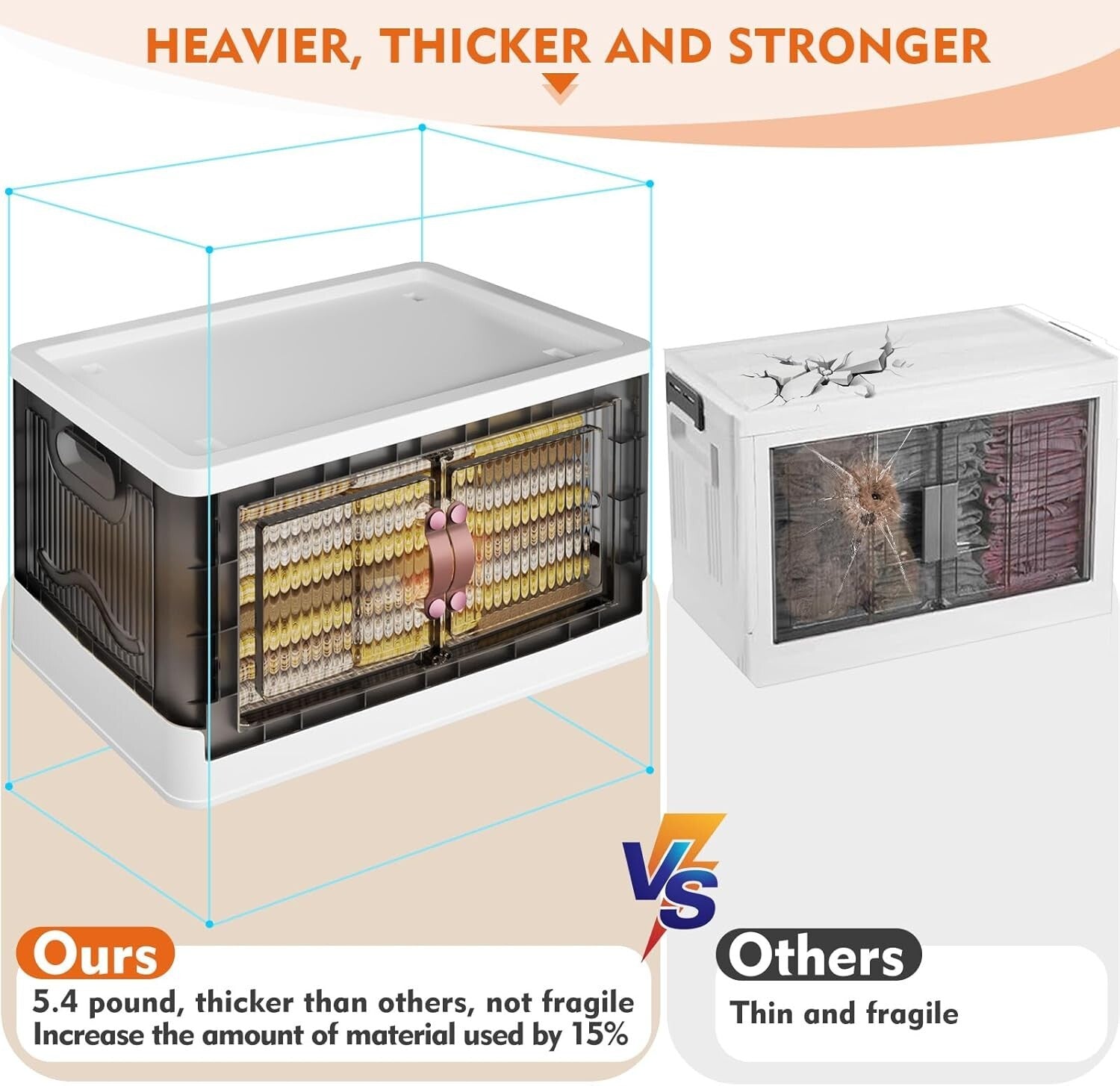 Stackable & Foldable Storage Bins - 3-Piece Set with Lids for Home Organization