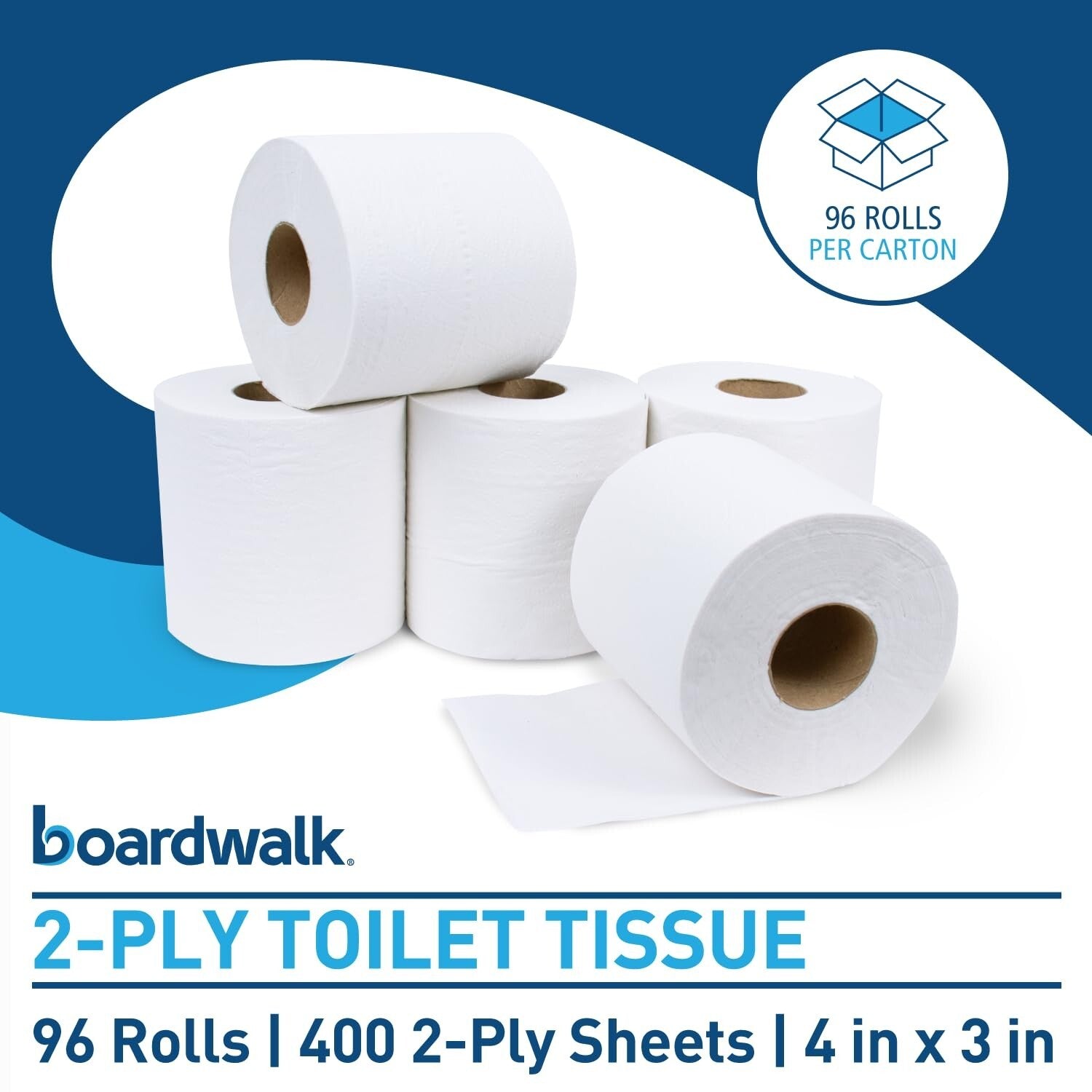 B6144 Eco-Friendly 2-Ply Septic Safe Toilet Tissue - 38400 Sheets in White