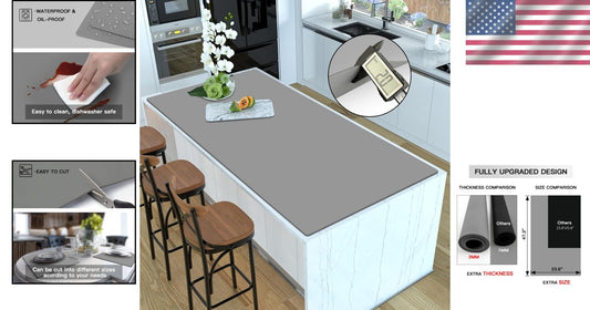 Flexible and Durable Silicone Countertop Protector Mat 47.3"x23.6" - Light Gray