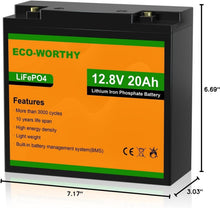 Load image into Gallery viewer, Lightweight 20Ah 12V Lithium Battery with BMS - Deep Cycle Power for Outdoors