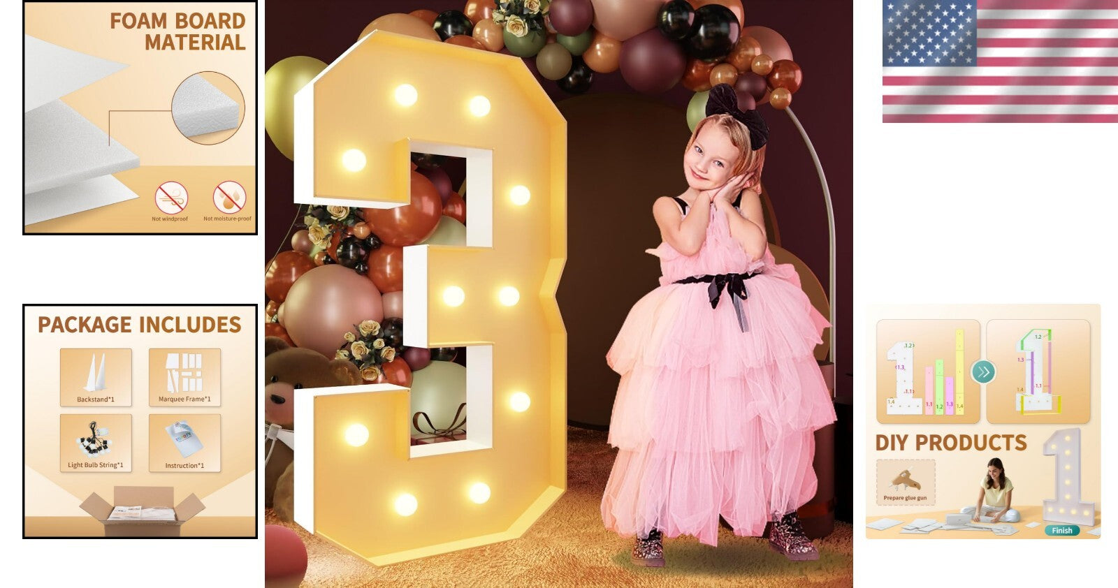 Customizable 4FT Light Up Letters Kit for Birthdays & Anniversaries – Easy Setup
