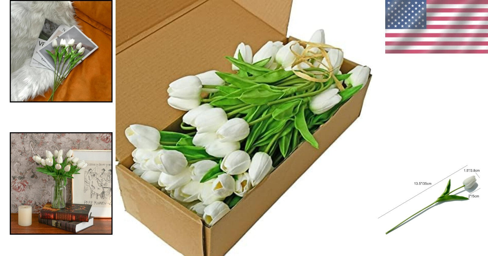 Elegant 60pcs White Tulip Silk Flowers – Perfect for Weddings & Home Decor