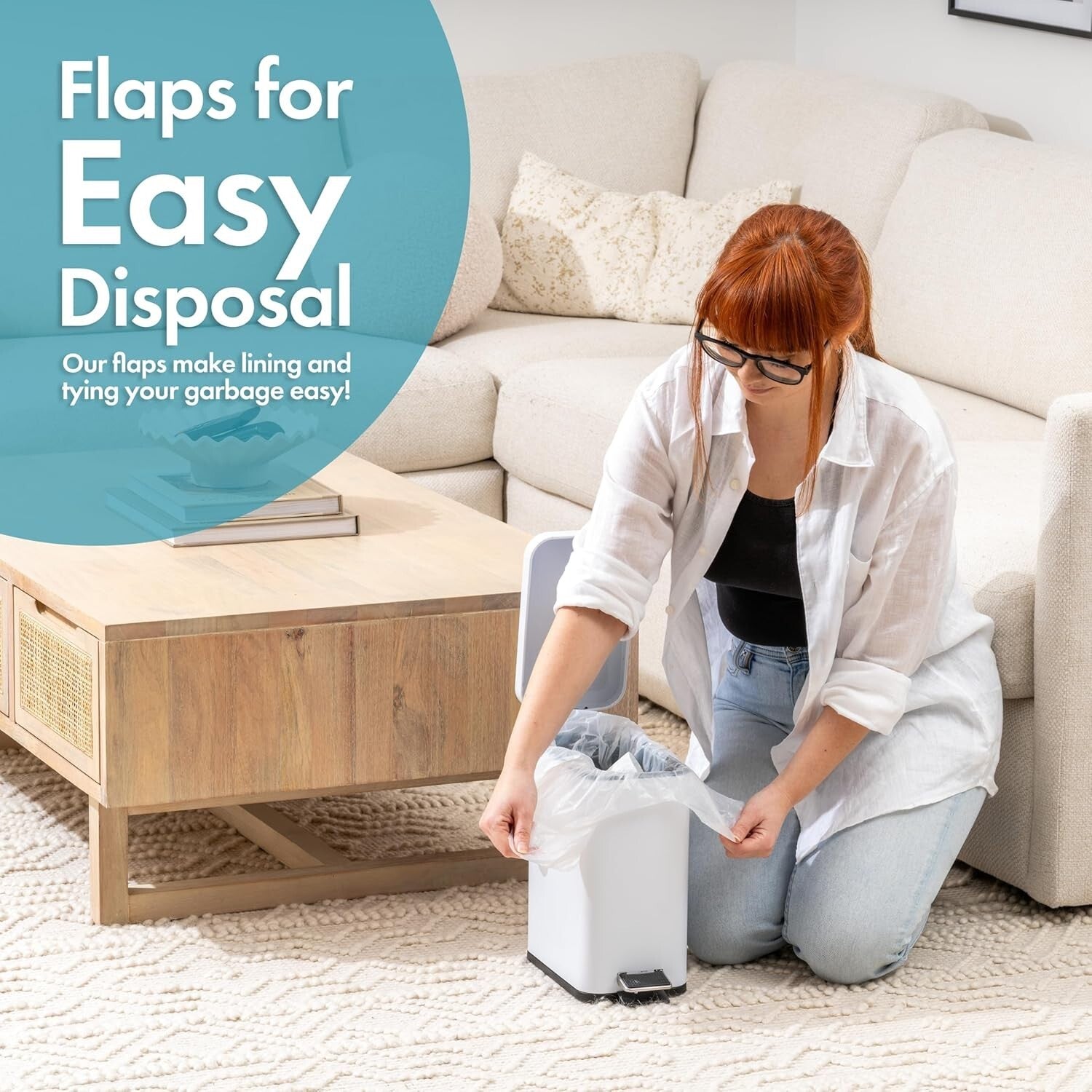 Multi-Purpose 1.2 Gallon Clear Trash Can Liners - Ideal for Bathroom & Office