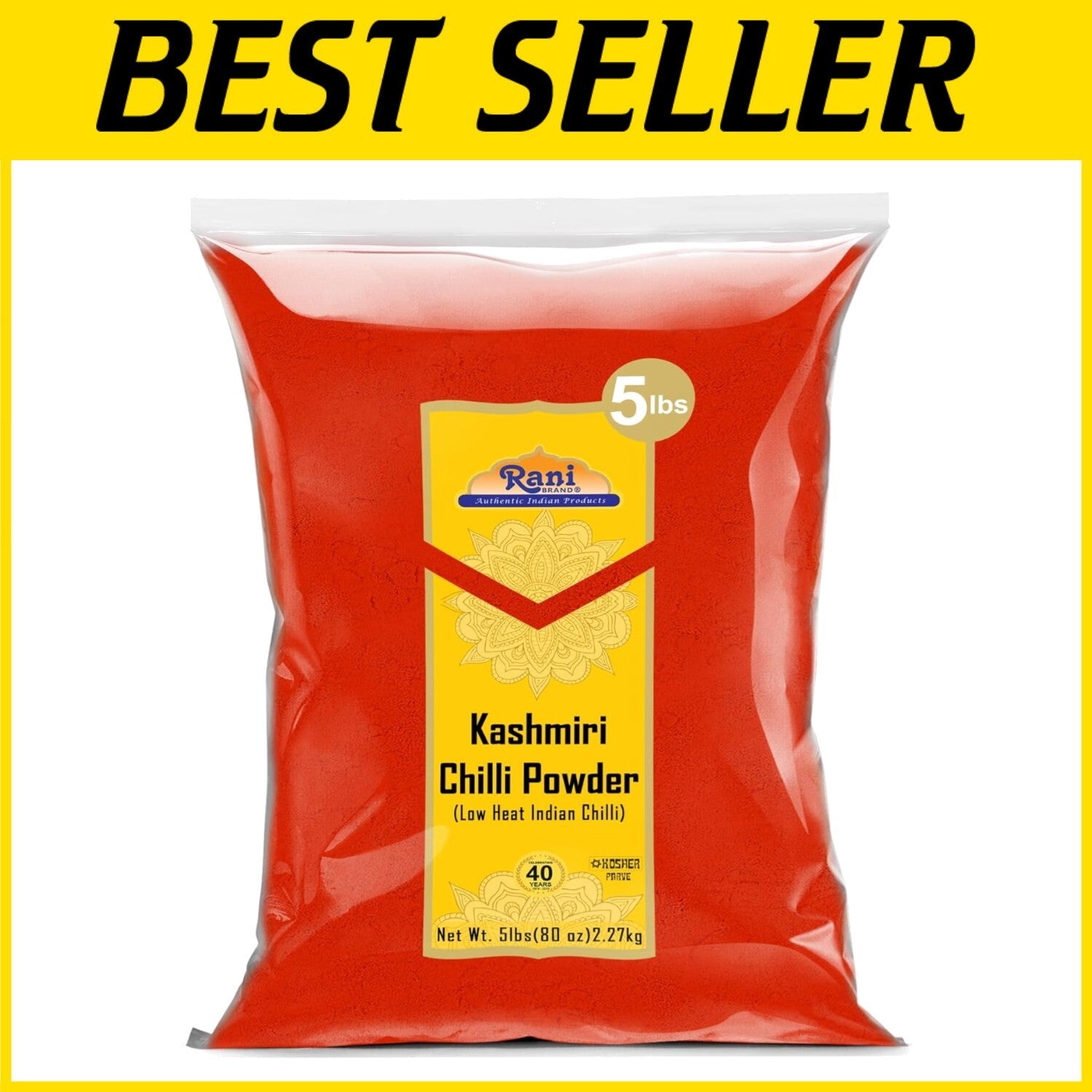 Authentic Kashmiri Chilli Powder 5lbs - Kosher & Vegan Spice for Gourmet Cooking