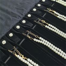 Load image into Gallery viewer, Luxury Black Diamond Jewelry Organizer Roll with Snap Closure - Travel Essential
