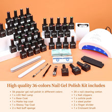 Load image into Gallery viewer, Luxury 36-Color Gel Nail Polish Set with 48W UV Lamp &amp; Essential Manicure Tools