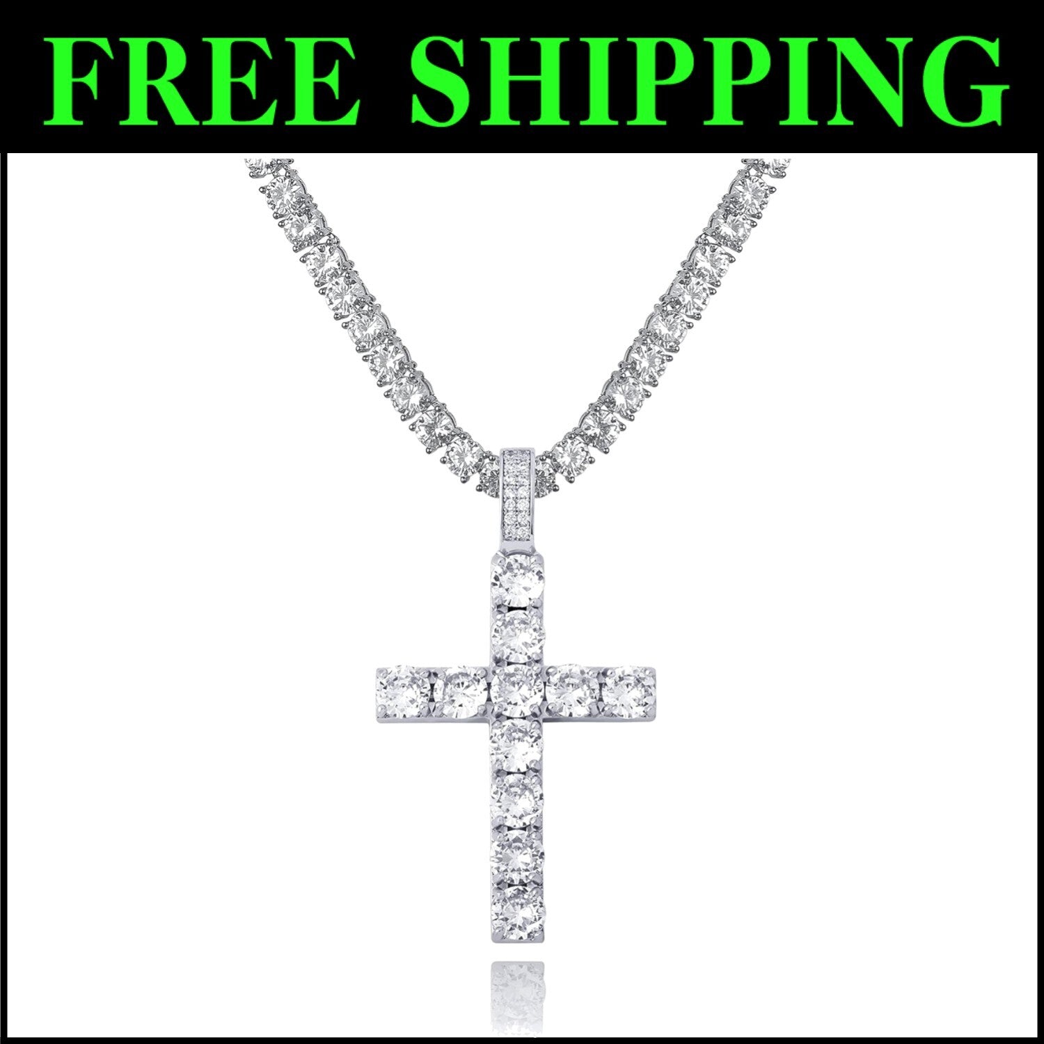 14K Silver Plated Cross Necklace with Durable Stainless Steel Chain - Gift Ready