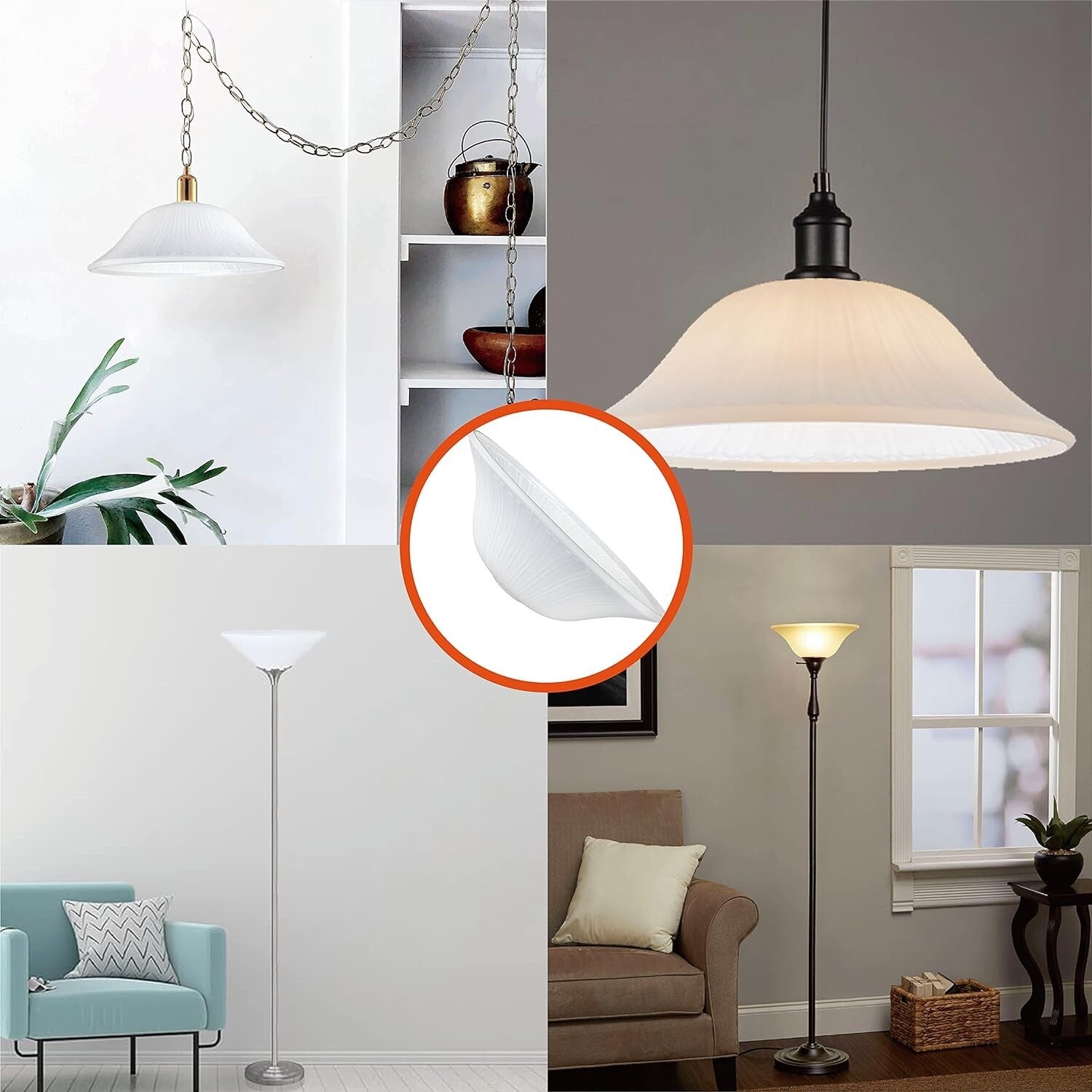 Etched Alabaster Replacement Glass Shade for Torchiere & Pendant Lights - 15.5"