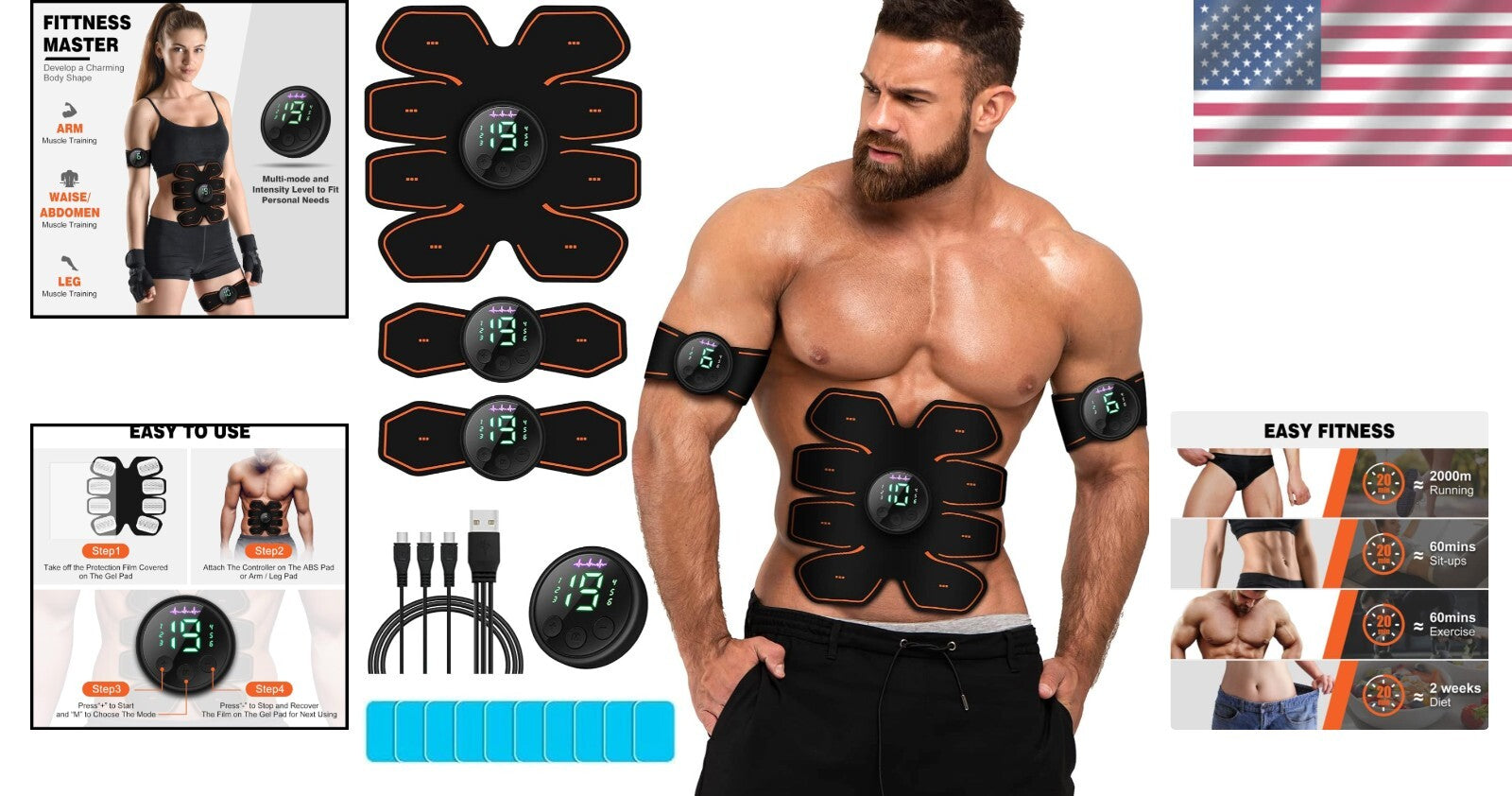 Ergonomic Abdominal Stimulator - Rechargeable & Lightweight Home Fitness Tool
