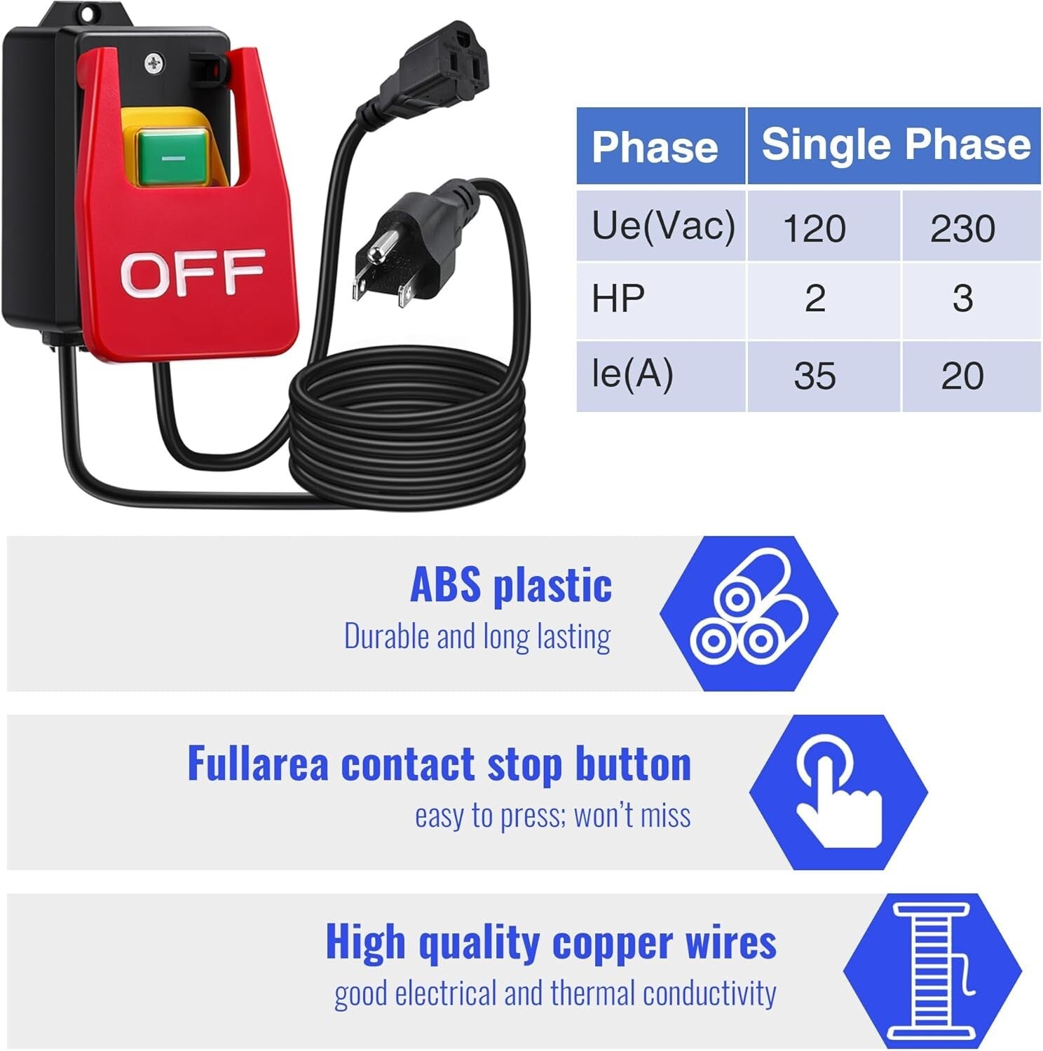 Safety Switch 2-Pack: 120V Router Table Toggle with Large Emergency Paddle