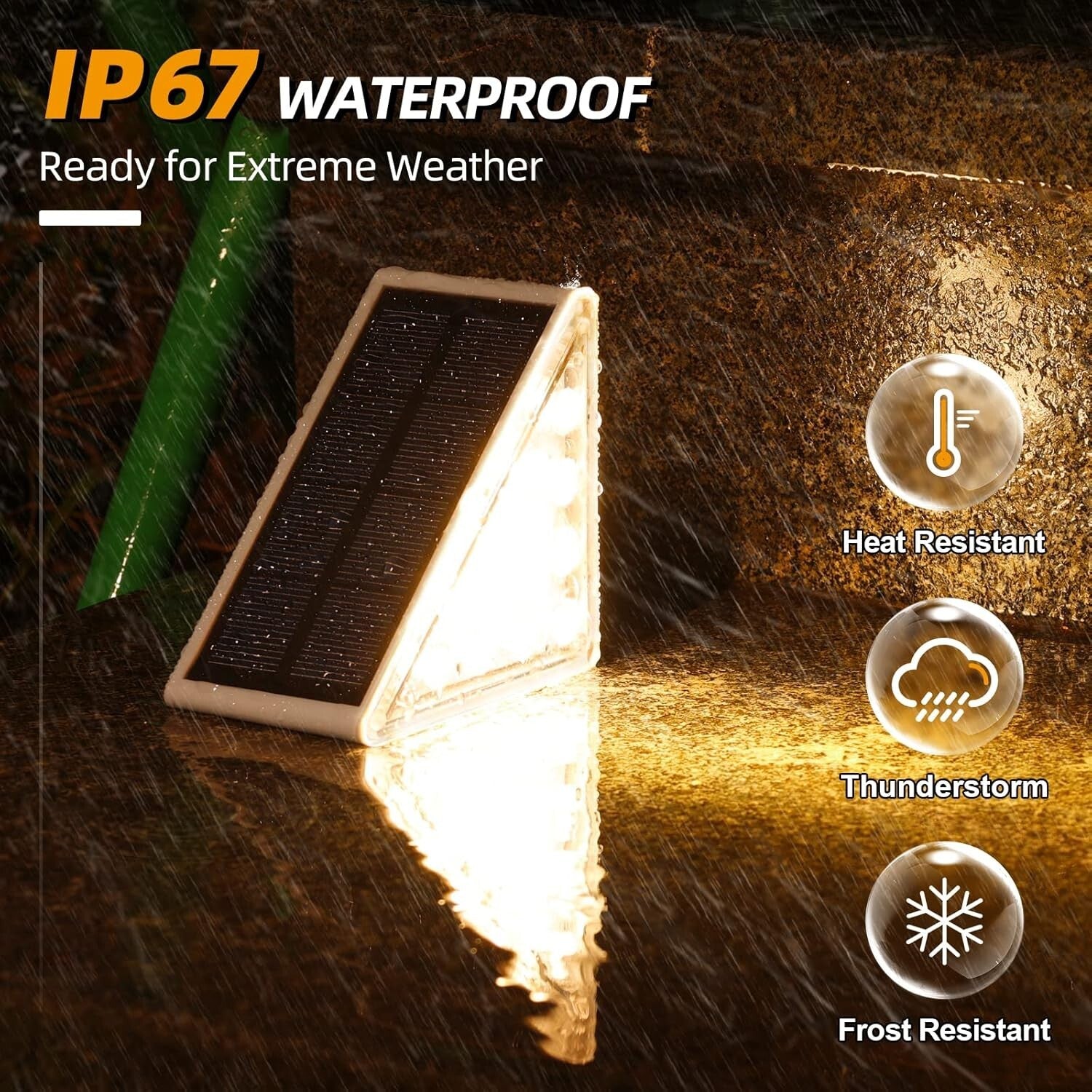 Energy-Efficient IP67 Solar Step Lights - 12 Pack Automatic Warm White Lighting