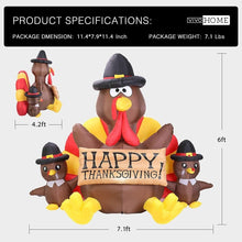 Load image into Gallery viewer, Bright White 6ft Inflatable Turkey Family - Perfect for Festive Outdoor Display