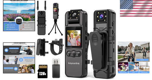 Compact Portable Body Worn Camera 128GB with Audio & Night Vision Functionality