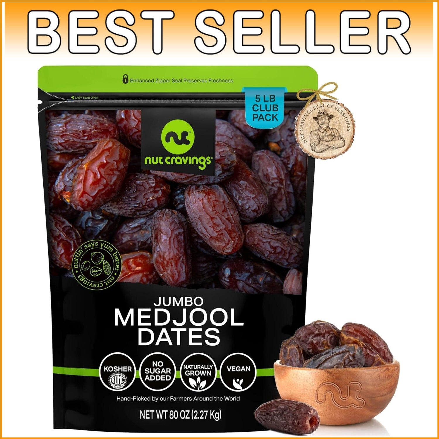 80oz Jumbo Medjool Dates - Sun Dried, No Sugar Added, Resealable Freshness